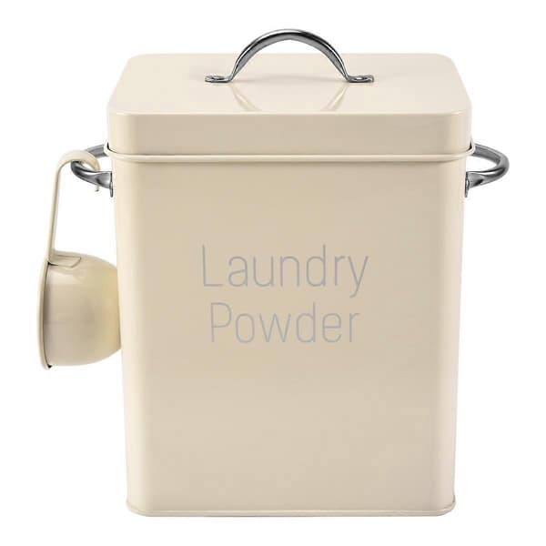3L Beautiful Powder Detergent Boxes Storage with Scoop Cream White