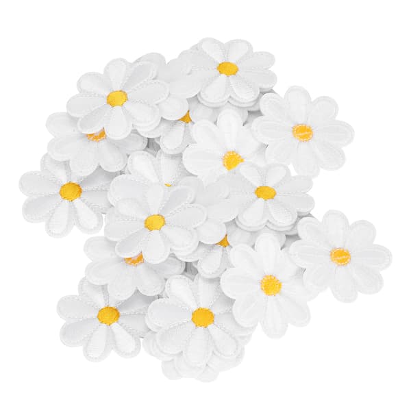 40 Daisy Pattern Embroidered Fabric Stickers, Iron-on Patches, DIY Backpack Clothing Accessories