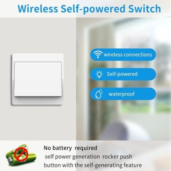 Wireless Switch Kit Self-Powered Battery-Free EU 1-Way Two-Way Remote Control for Home Lighting Compatible with EU Standards