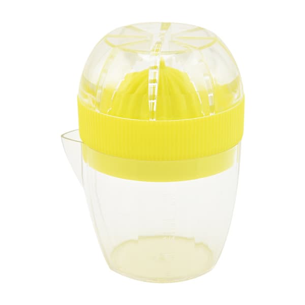 1 stk. lysegul citron- og limepresser med beholder og låg