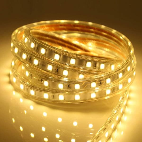 3M LED Strip, Very Strong 220V LED Strip with Switch, 5050 IP65 Waterproof, Warm White