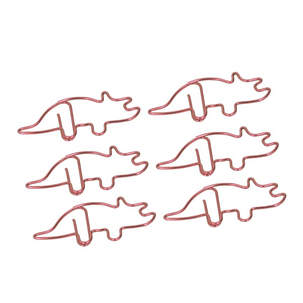 100 stk. formede papirclips Røde Triceratops-formede metalgalvaniseringsproces Lette bærbare kontorclips til dokumenter
