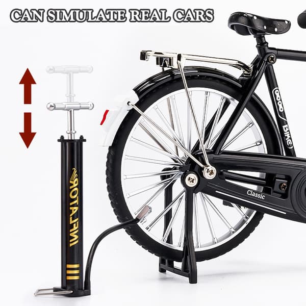 Retro cykelmodel sæt til børn mini metaldekoration grøn