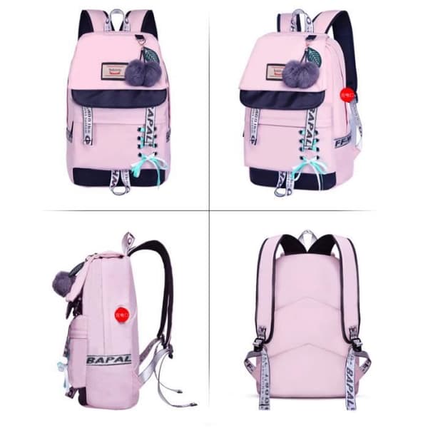 Ryggsekk for dame - Rosa - Canvas - Vanntett - Multifunksjonell
