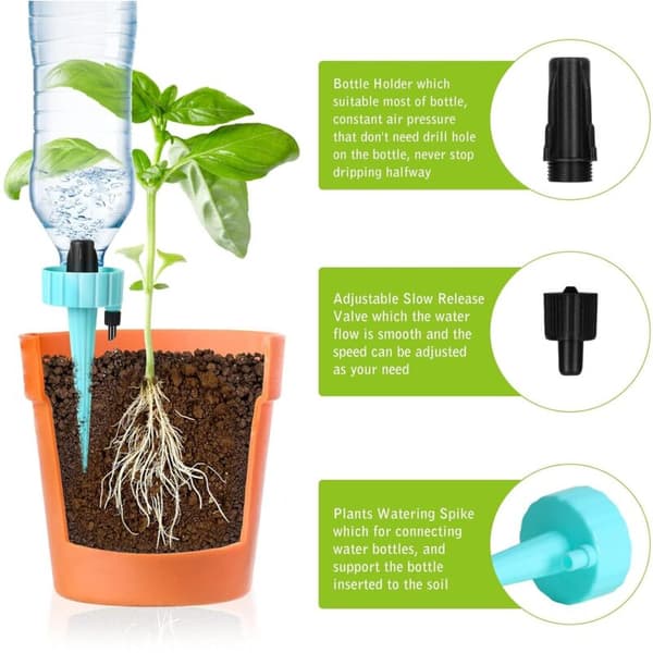 Drip Irrigation Kit 18 Pieces with Adjustable Valves for Potted Plants Compatible with Garden Balcony Flowers