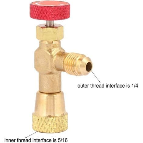 R410A 1/4\"-5/16\" Flow Control Valve – Brass Adapter for Refrigerant Charging – Minimizes Refrigerant Loss – Easy Installation