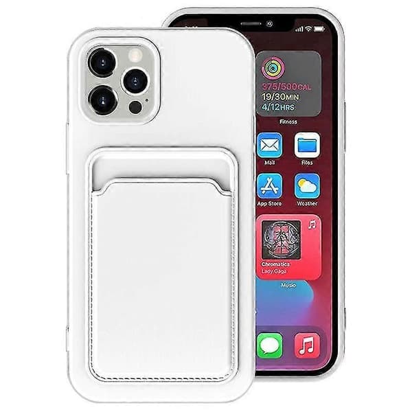 Mobilskall for iPhone 12 Pro TPU + Flanellfôr Støtsikkert Skall Med Kortlomme (hvit)