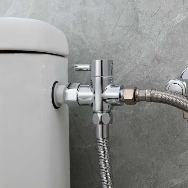 Solid Messing 3-vejs Ventil 3/8 \"-12/17 T Adapter Omdirigeringsventil til Toilet WC, Krom