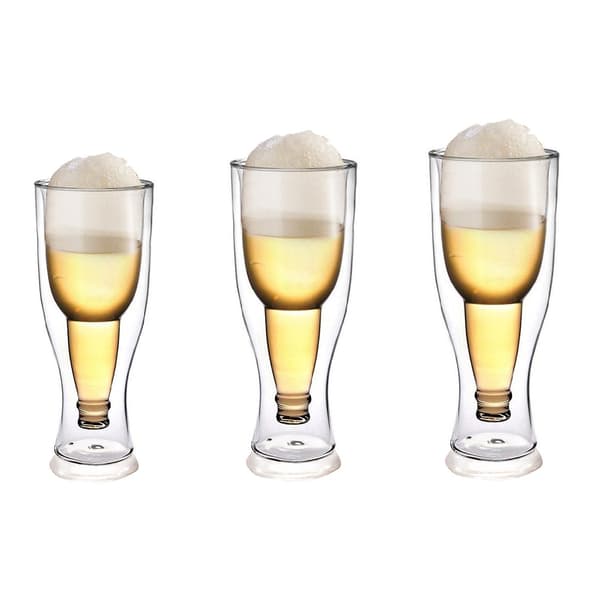 Upside Down Beer Glass Mug - Double Wall Insulation, 350 ml Capacity Transparent 350ml Transparent 350ml