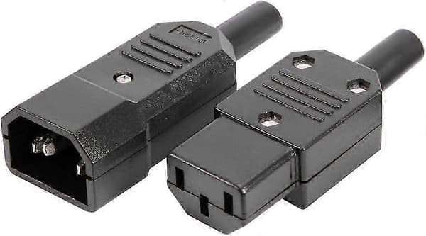 1 par AC250V 10A IEC C14 hane C13 hona, 3 stift terminaler Inline Adapterkontakt Strömuttag