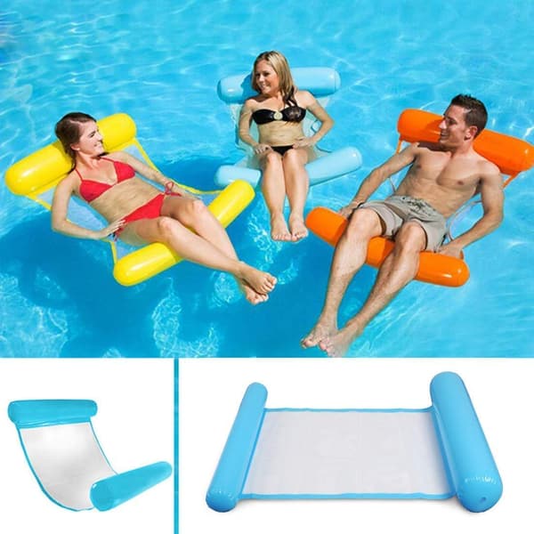 Inflatable bath bed, water hammock 4-in-1 deck chair pool blue