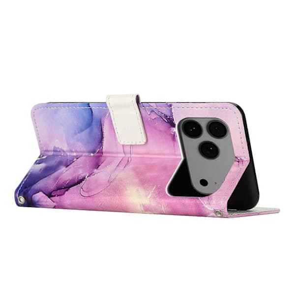 Compatible with iPhone 17 Pro Max Kickstand Case Marble Pattern PU Leather Wallet Case Purple Purple Purple Purple Purple