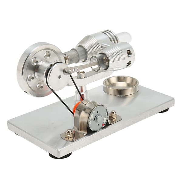 Stirling Engine Model Low Temperature Stainless Steel Base Plate Zinc Alloy Glass Educational Stirling Engine Model