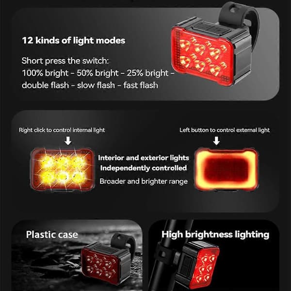 Rechargeable Bicycle Front and Rear Bike Light for Bicycle Lanterns MTB Headlight