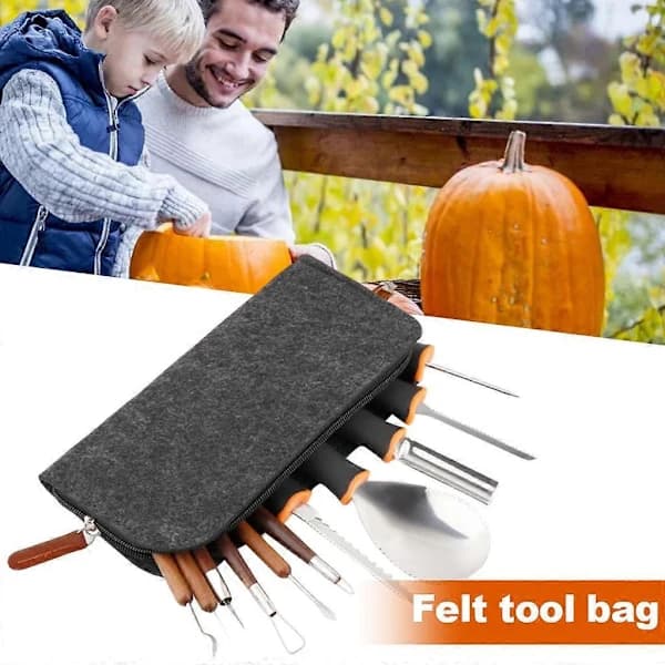 Precision Pumpkin Carving Tool Kit, Engraving Knives, 11 Pieces, Felt Bag