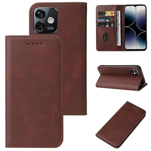 Magnetisk Lukking Skinn Telefonveske [DB] Brun For Ulefone Note 16 Pro Brown For Ulefone Note 16 Pro