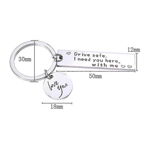 Keychain \"Drive Safely\" Stainless Steel Silver (1-pack)