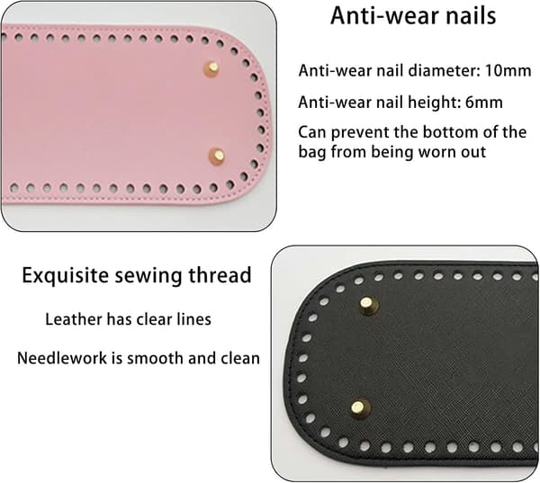 3 pcs PU Leather Bag Bottom Hand-Woven Crocheted Bag with Rivets_tfrf