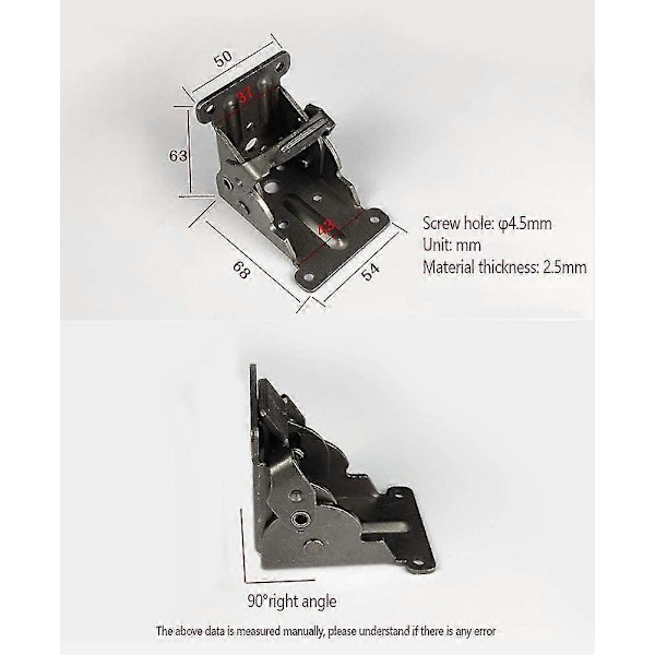 2 Stykker Klap Hardware, Klapbord Klapbeslag, Foldbart Støttebeslag