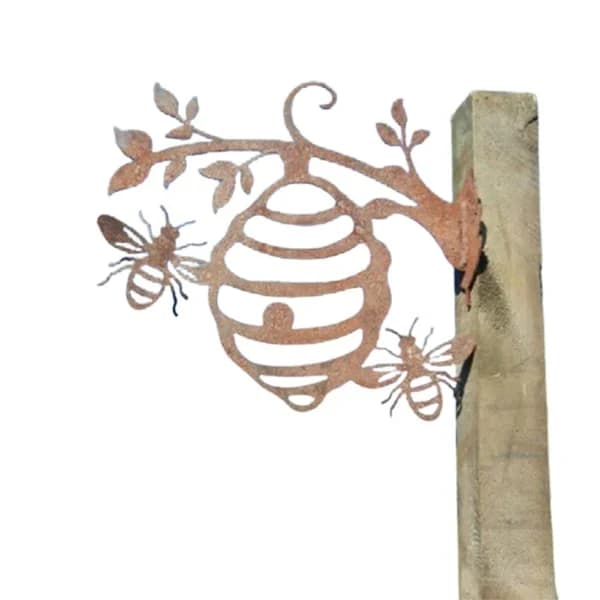 Bikube Havedekoration Jern Silhuet Træindsats Ornament