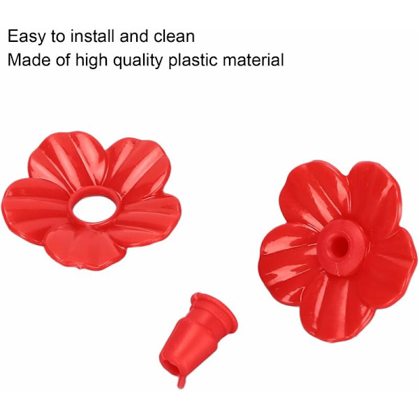 30 stk. kolibrifoder erstatningsblomster, kolibrifoder plastdele, kolibrifoder reservedele i lyse farver (rød)