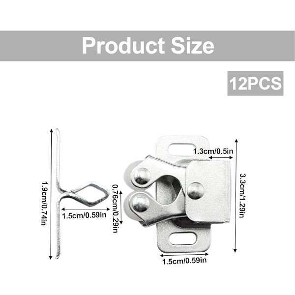 12 Pieces - Galvanized Double Ball Door Catches - High Quality - Durable - Practical
