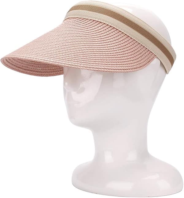 Kvinner Stor Bredbremmet Strand Halm Golf Solhatt Sommercaps (Rosa)