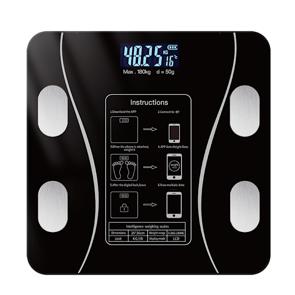 Smart Bathroom Scale with Body Analysis Black