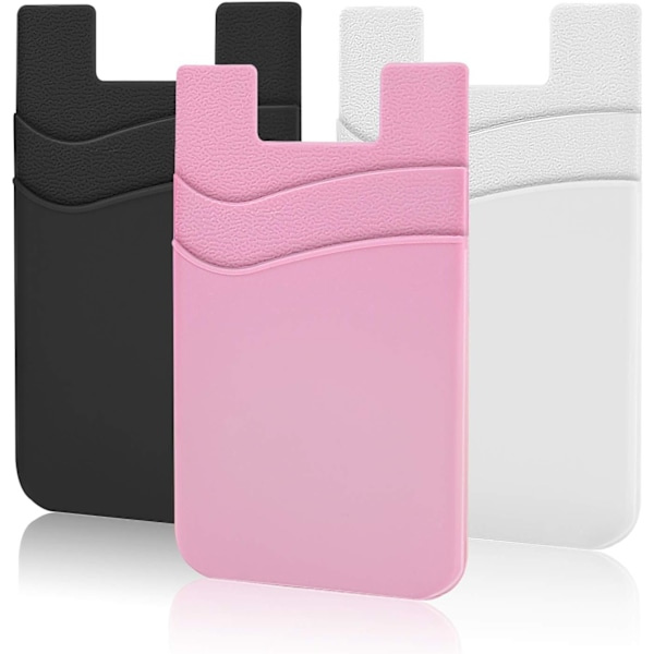 Puhelintasku, itseliimautuva lompakkokortin pidike puhelimen taakse, yhteensopiva älypuhelimien kanssa (musta, valkoinen, pinkki/3 kpl) Monivärinen Black+white+pink