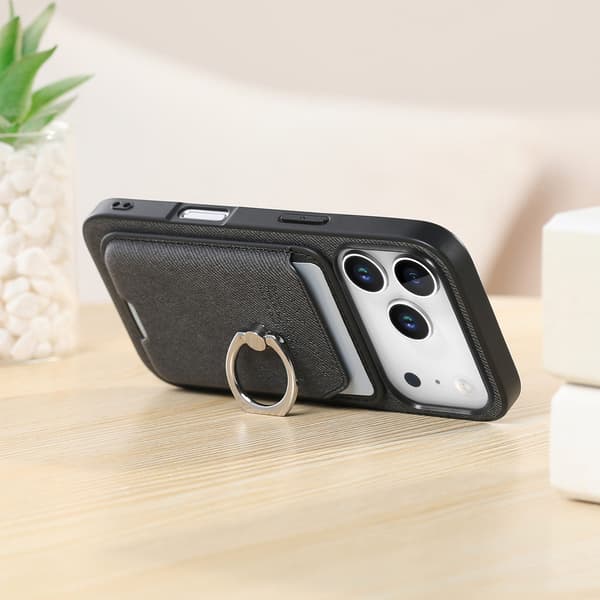 Sort PU Læder Magnetisk Kortholder Etui Kompatibel med iPhone 17 Air