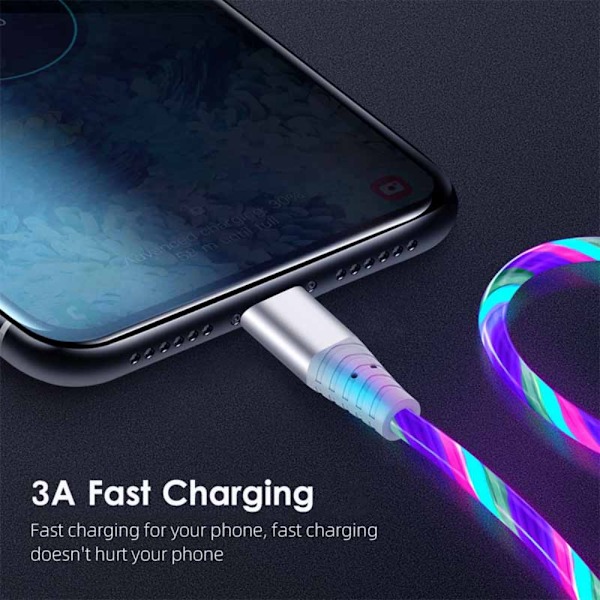 2 stk Streaming Datakabel Mobiltelefon Ladekabel GRØNN Grønn Green Type C-Type C