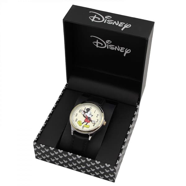 Mickey Mouse Retro Art Urvisere Sort og Guld Analogt Ur