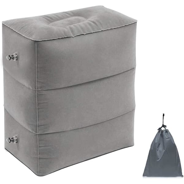 Grey Inflatable Footrest for Travel, Office, Home ... Grey