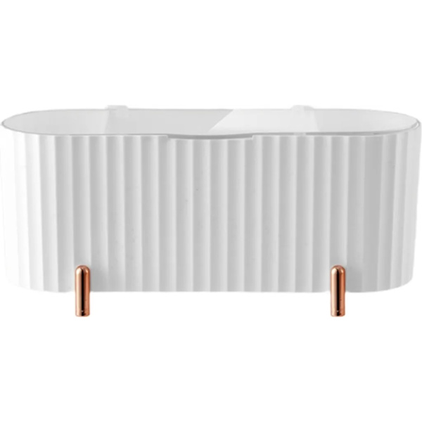 White 3-Compartment Cosmetic Storage Box with Dustproof Lid for Makeup