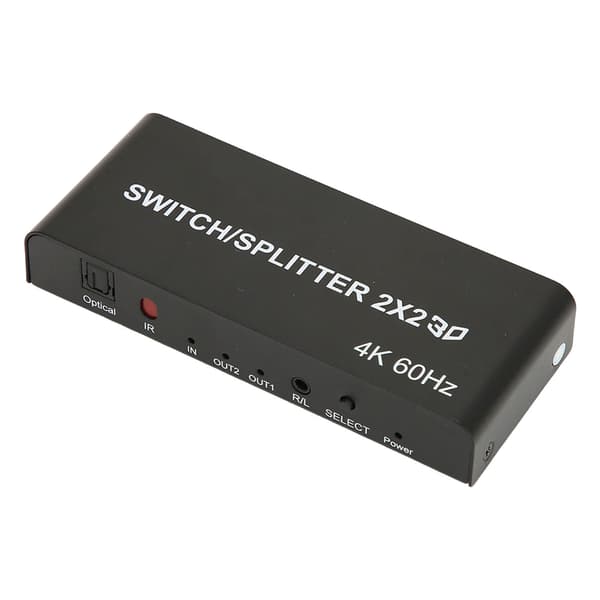 HD Multimedia Interface Switcher 2 ind 2 ud 4K HD Multimedia Interface Splitter til PC-projektor TV 100‑240V EU-stik