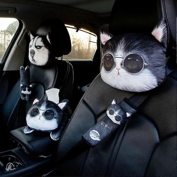 Cute Cat Car Headrest Car Neck Pillow Novelty Head Support Cushion Interior Car Accessories Vehicle