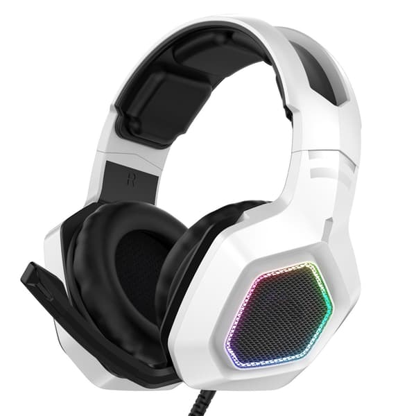 Gaming Headset Bas Stereo Komfortabel Naturlig Bærbar E-sport Headset til PS4 og PC til K10 Hvid