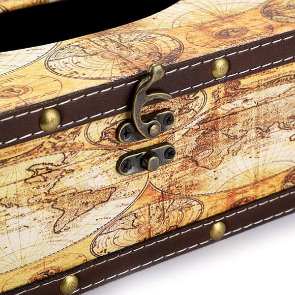 Retro Tissue Box Holder, Tissue Organizer Rektangulær Træ + PU Tissue Box Cover (Gul Kort)