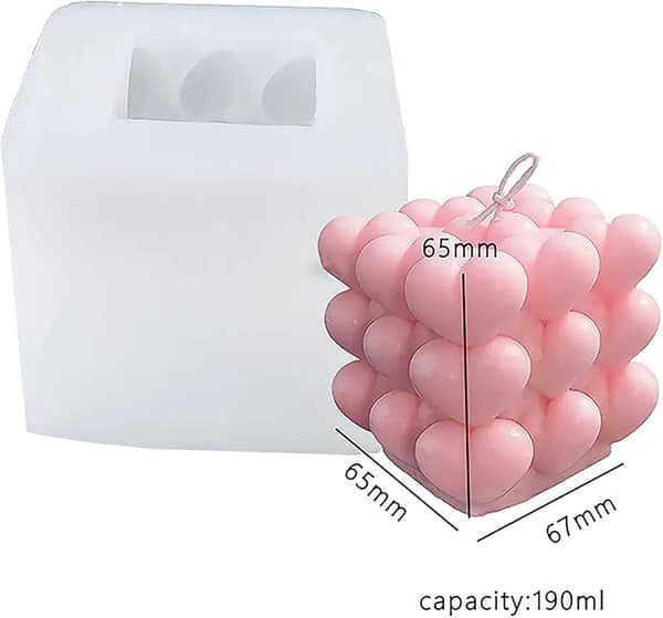 1 stk 3D boble hjerte lysform silikone lysform - DIY lysform - chokoladeform - harpiksform - silikoneform