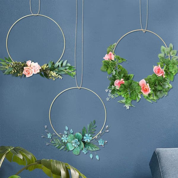 5-pack 10 tum/25 cm metallkransringar guld blomsterkrans