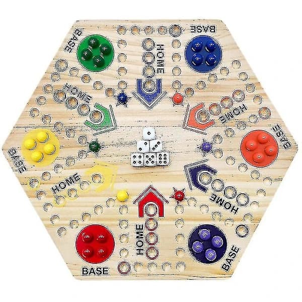 Ludo-spil i træ til 4-6 spillere, perfekt til fester og sammenkomster