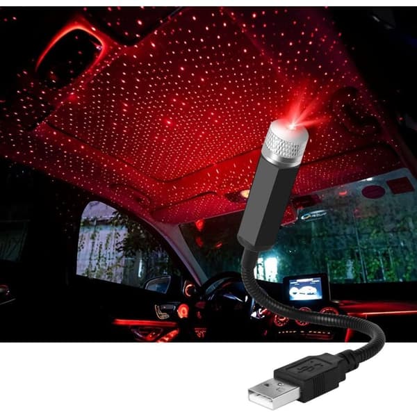 Atmosphere Lamp, USB Car Lamp Starry Sky Atmosphere LED Projector Red Night Light Adjustable Multiple Modes, Romantic Light for Home/Party