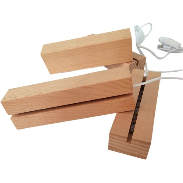Træ LED-lysdisplay bundplade base 3D varmt lys base DIY natlys base til harpikskunstlys