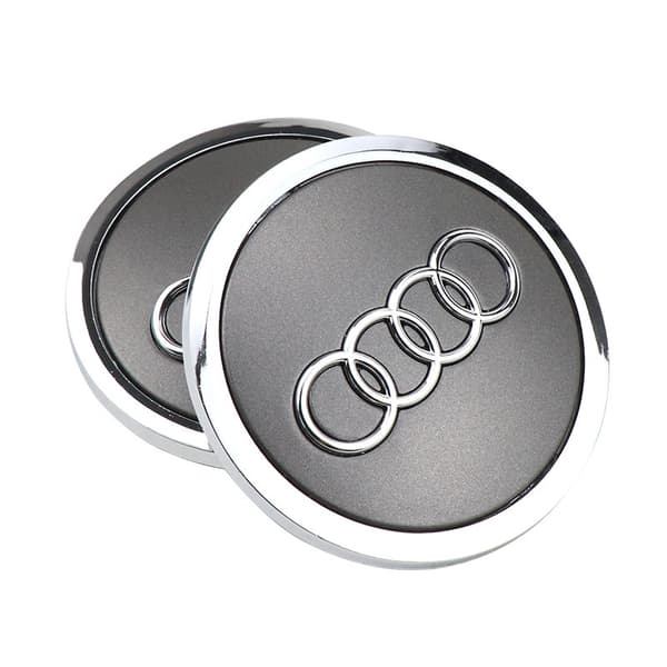 Grå mat 69mm Audi original hjulnavkapsel, sæt af 1, til alu