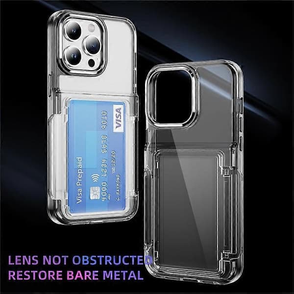 Compatible Case for iPhone 15 Pro Max with Card Holder TPU + Acrylic Clear Shockproof Phone Case