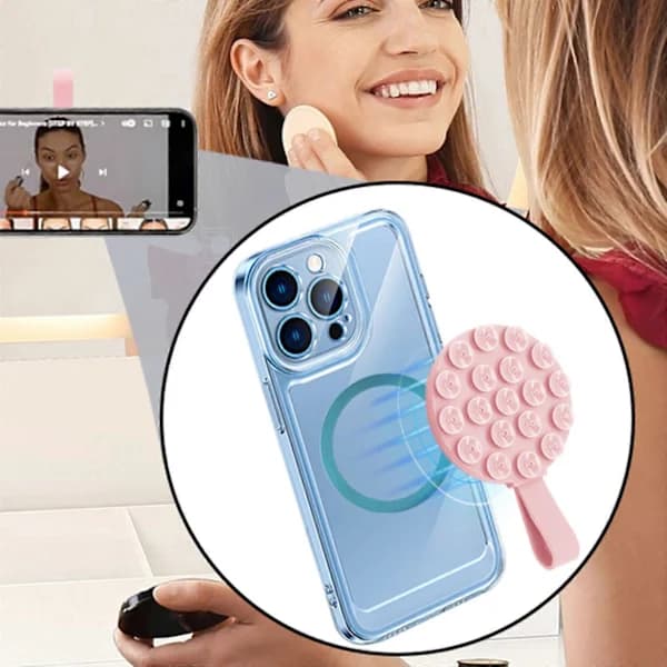 Magnetic Silicone Phone Holder Mount Secure Suction Cup Design Fits for Car Wall Creative Content Creator Lover White