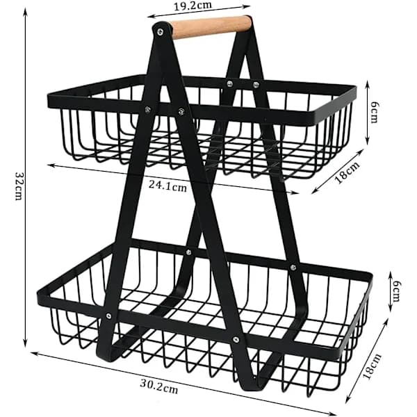 2-Tier Fruit Basket, Fruit Bowl Bread Basket Vegetable Rack, Detachable Fruit Basket for Fruits, Vegetables Home, Kitchen
