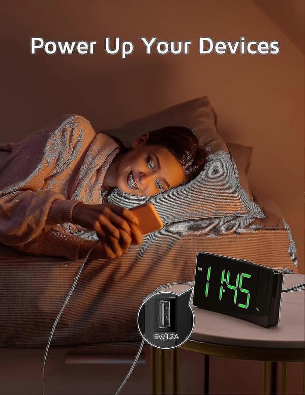 Projection Alarm Clock, Digital Clock with 180° Rotatable Projector, 3-Level Brightness Dimmer[HK] S-green Digit S-green Digit