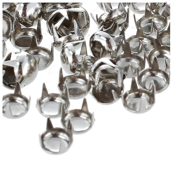 100 kpl 6 mm metalliniittejä, pyöreä naula, hopea