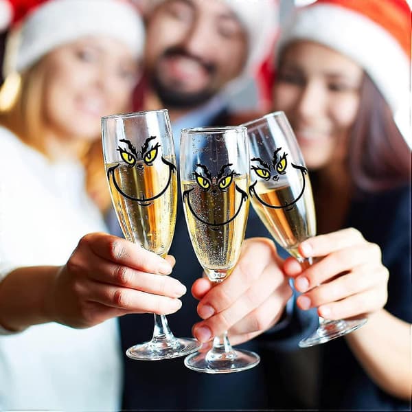 10 stk. juleklistremerker, Grinch-klistremerker til jul, DIY ansiktsklistremerker til julekuler - MXBC